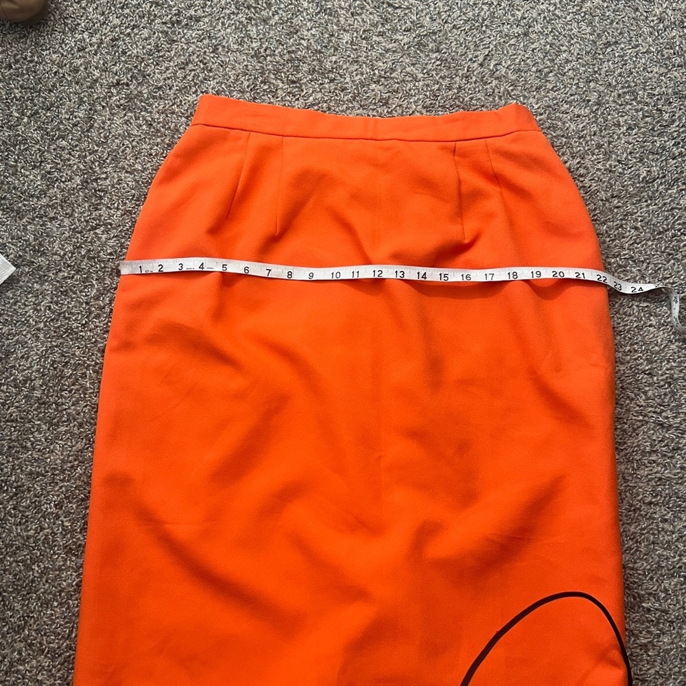 Vintage Orange Pencil Skirt‎ Midi knee length stretch waist plus-size 16 - Picture 5 of 8